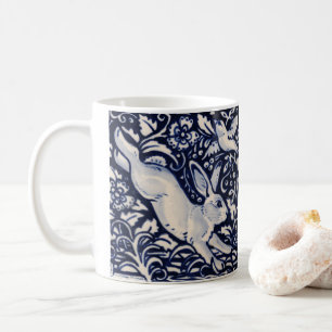Blume Bird aus blauem und weißem Kaninchen Kaffeetasse