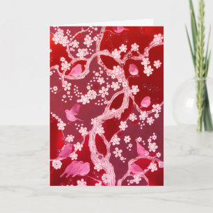 Blume Bird Cheroms Blüten Rosa Karte