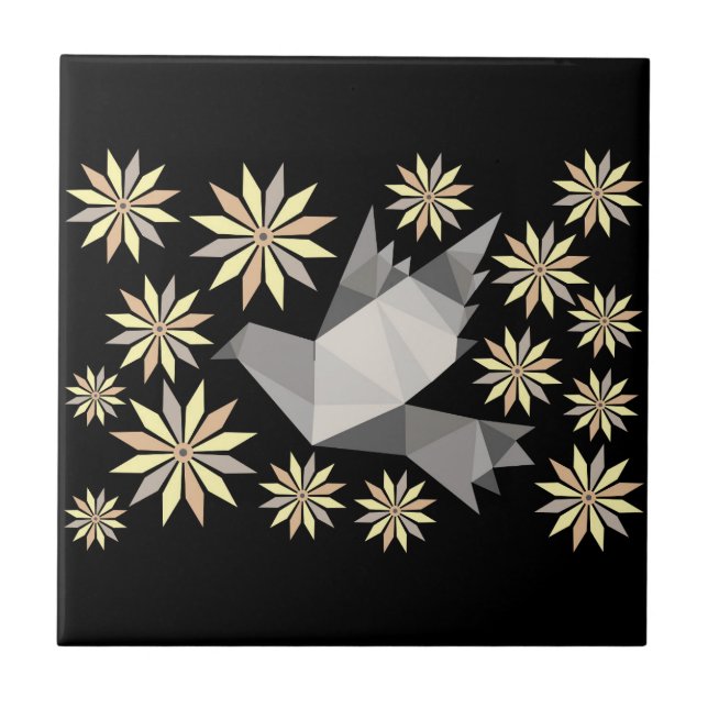 BLUME BIRD DEKORATIVE KERAMIK TITEL FLIESE (Vorderseite)