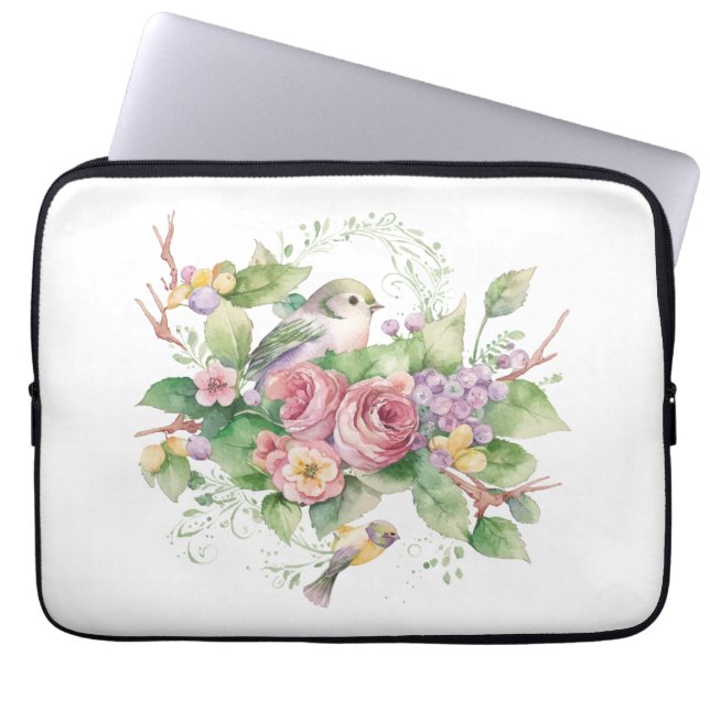 Blume Bird Laptopschutzhülle (Vorderseite)