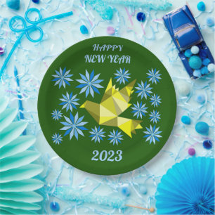 BLUME BIRD NEW YEAR 2023, PARTY PAPIERPLATE PAPPTELLER