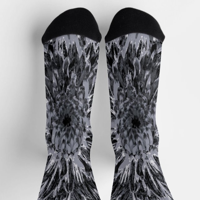 Blume Black and Gray Dahlia Socken (Oben)