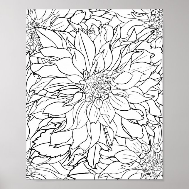 Blume Black and White Dahlia Poster (Vorne)