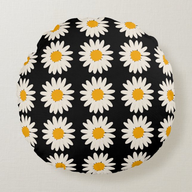 Blume Black Rundes Kissen (Vorderseite)