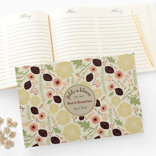 Blume Blätter Ferienwohnung Vermietung Bed & Break Gästebuch (Flowers Leaves Vacation Rental Bed & Breakfast Guest Book from Jenn Steffen for Studio Posies.)