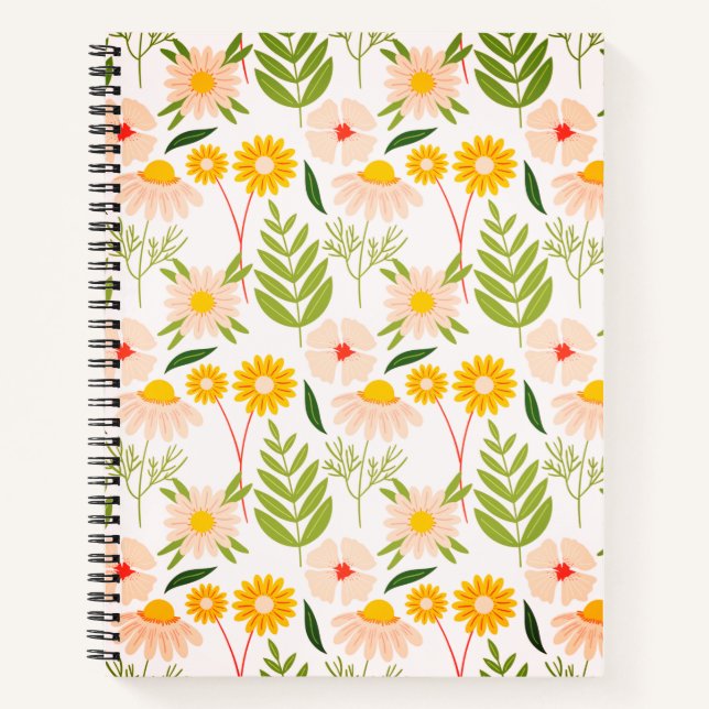 Blume & Blätter Gartenmuster Notizbuch (Vorderseite)