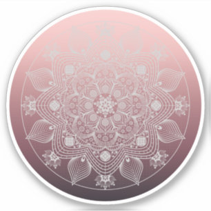 Blume, Blätter, Mandala, Weiße Spitzen, rosa Aufkleber