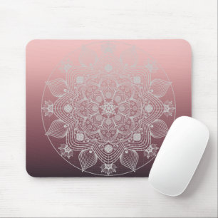 Blume, Blätter, Mandala, Weiße Spitzen, rosa Mousepad