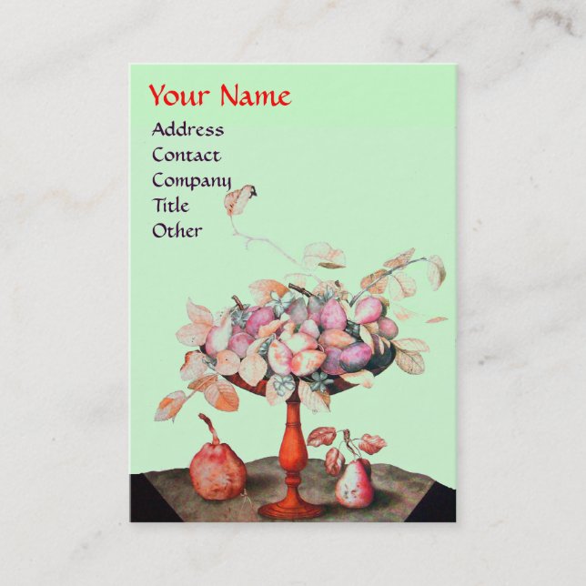 BLUME, BLÄTTER MONOGRAM Pink Green Visitenkarte (Vorderseite)