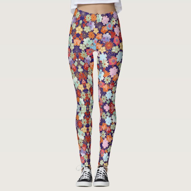 Blume, Blätter und Gestaltung Leggings (Vorderseite)