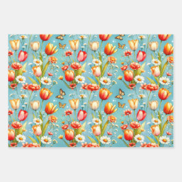 Blume Blau 3 Geschenkpapier Set