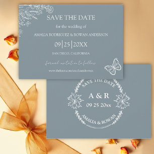 Blume Blau-Grau Save the Date