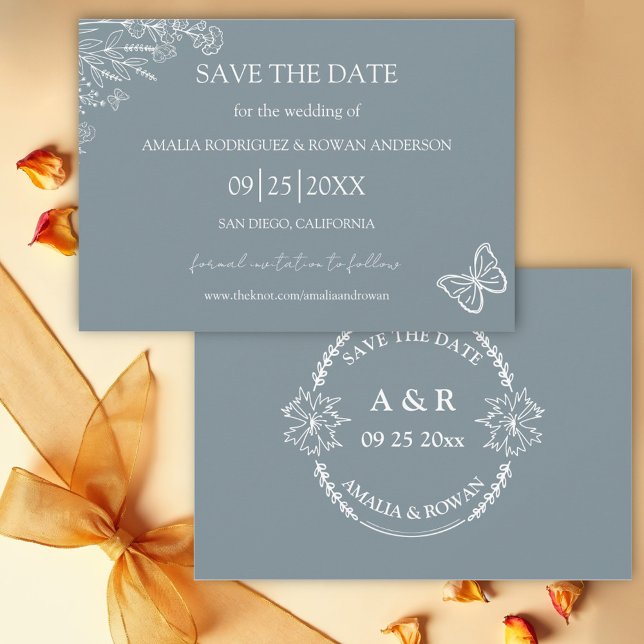 Blume Blau-Grau Save the Date (Von Creator hochgeladen)