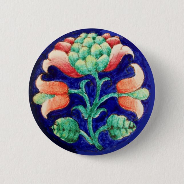 BLUME "BLAU GREEN FLORAL" BUTTON (Vorderseite)