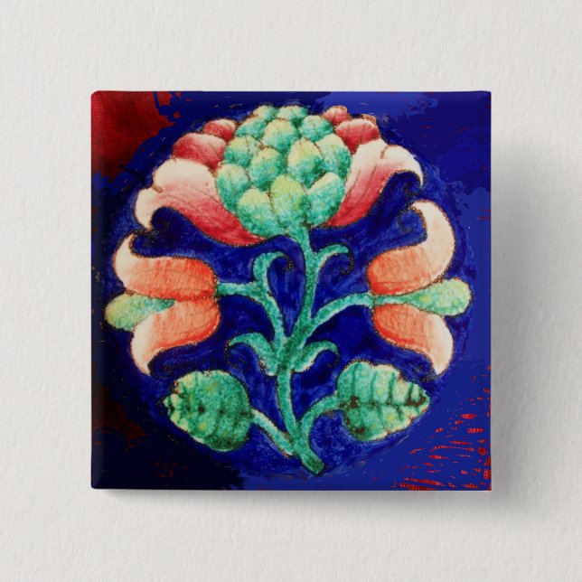 BLUME "BLAU GREEN FLORAL" BUTTON (Vorderseite)