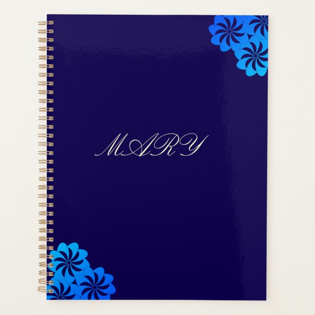 Blume Blau Personalisiert Planer (Vorderseite)