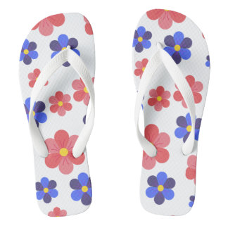 Blume blau und rot für niedliche Beachwear Flip Flops