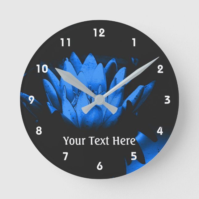 Blume Blauen Lotus Runde Wanduhr (Vorderseite)