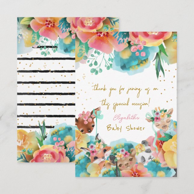 Blume Bloom Baby Girl Shower Dankeskarte (Vorne/Hinten)