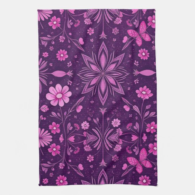 Blume Bloom Fairycore-Muster Geschirrtuch (Vertikal)