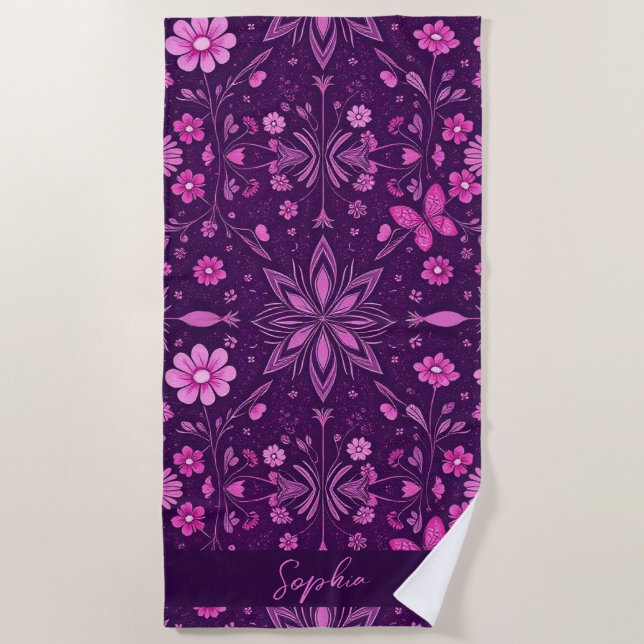 Blume Bloom Fairycore-Muster Strandtuch (Vorderseite)