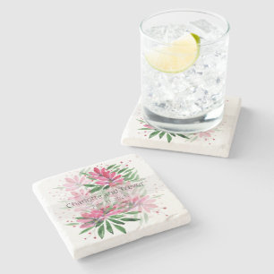 Blume Bloom Original Kunstwerk Aquarell Steinuntersetzer