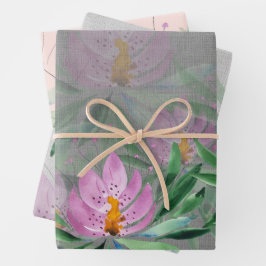 Blume Bloom Violet Wasserfarbe Mit Monogramm Geschenkpapier Set