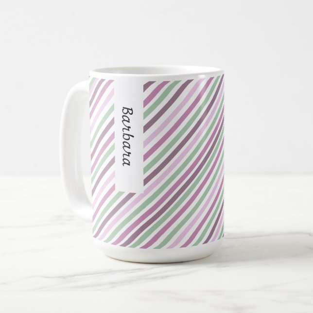 Blume Bloom Violet Wasserfarben Streifen Kaffeetasse (Vorderseite Links)