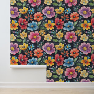 Blume Blossom Muster Khalk Zeichnungen Black Bckg Tapete