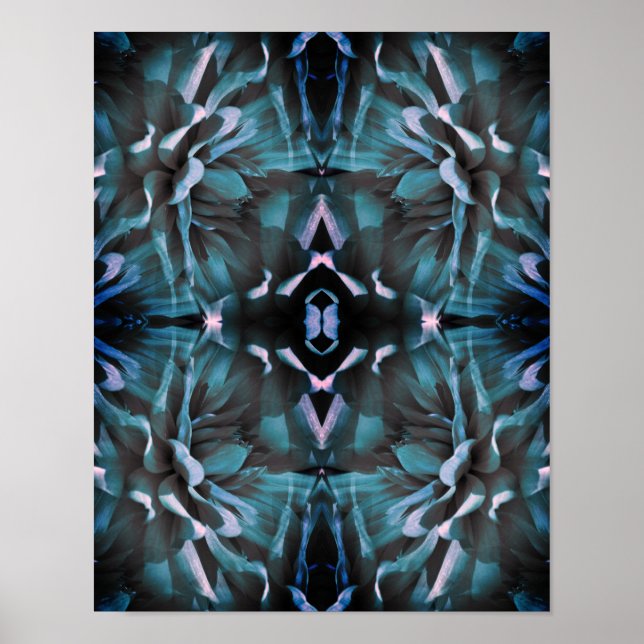 Blume Blue Dahlia Abstrakte Poster (Vorne)