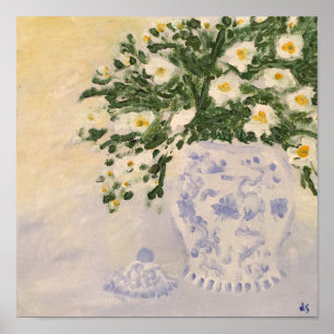 Blume Blue & White Ginger Jar Art Print Leinwand Poster