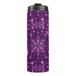 Blume blühen Fairycore-Muster rosa und Lila Thermosbecher