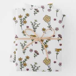 Blume blühende Blütenfeder nahtlos Geschenkpapier Set