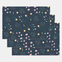 Blume blühende Blütenfeder nahtlos Geschenkpapier Set