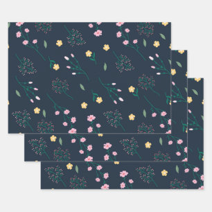 Blume blühende Blütenfeder nahtlos Geschenkpapier Set