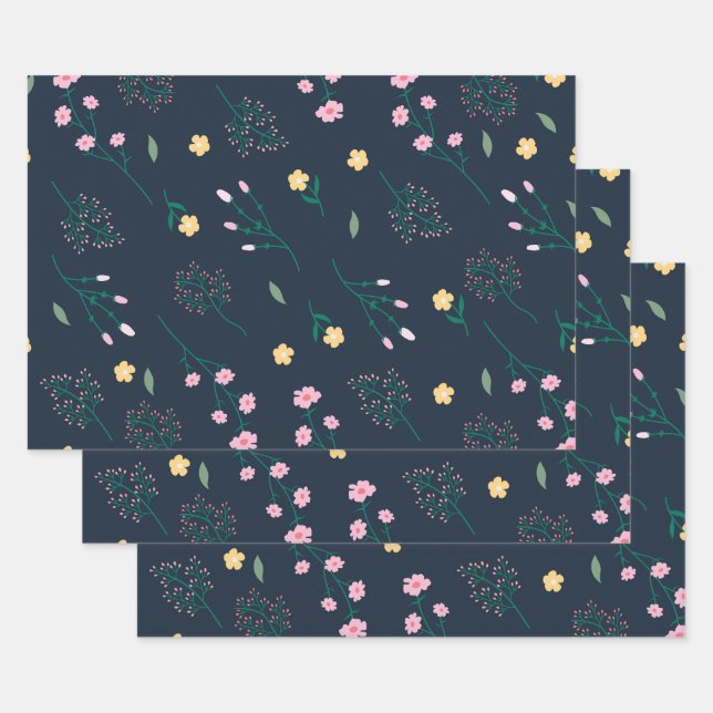 Blume blühende Blütenfeder nahtlos Geschenkpapier Set (Set)
