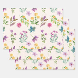 Blume blühende Blütenfeder nahtlos Geschenkpapier Set