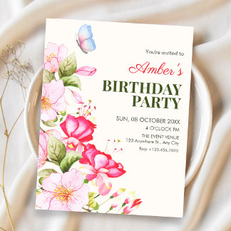 Blume blüht Geburtstag Einladung