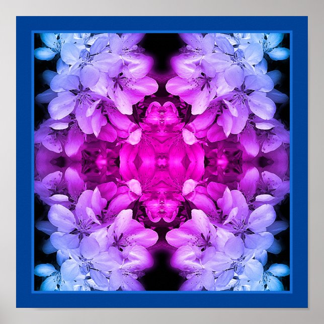 Blume blüht schwarz und weiß Abstrakt Poster (Vorne)