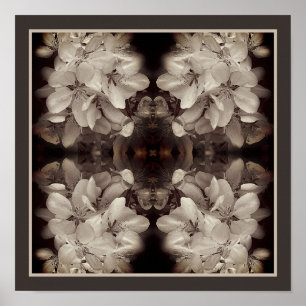 Blume blüht schwarz-weiß Abstrakt Vintag Poster