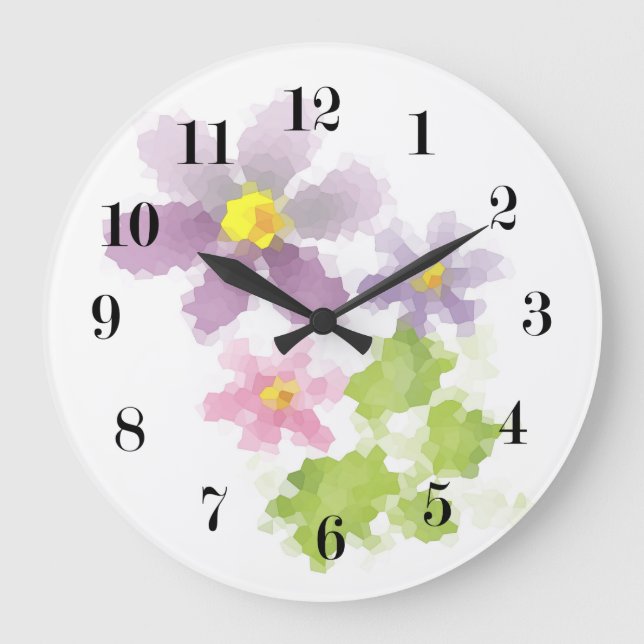 Blume Blume Mosaik 2 Große Wanduhr (Vorderseite)
