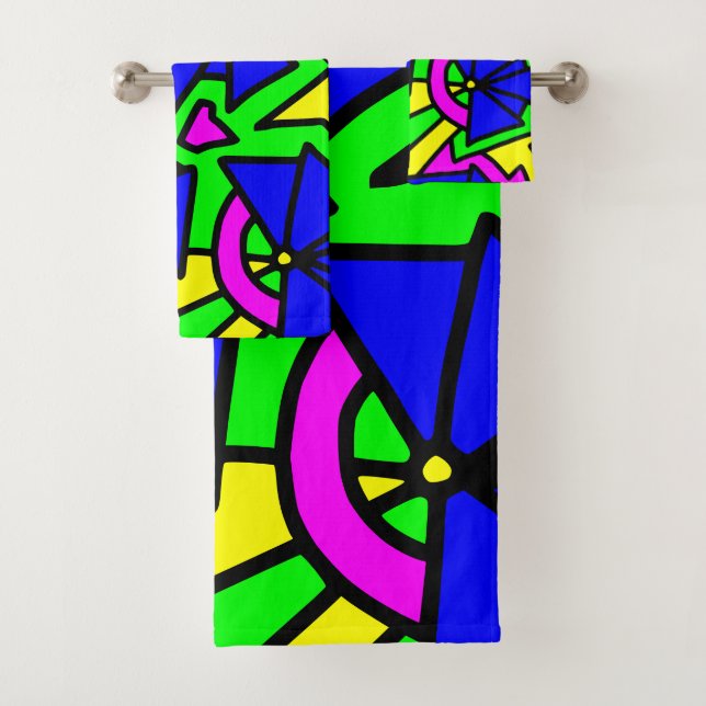 Blume Blumen Doodle Art Badhandtuch Set (Insitu)
