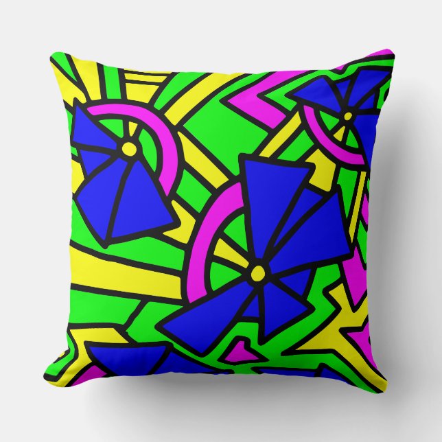 Blume Blumen Doodle Art Kissen (Vorderseite)