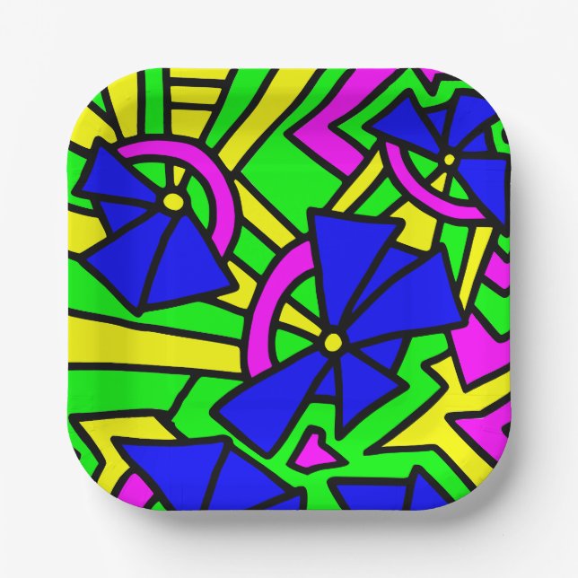 Blume Blumen Doodle Art Pappteller (Vorderseite)