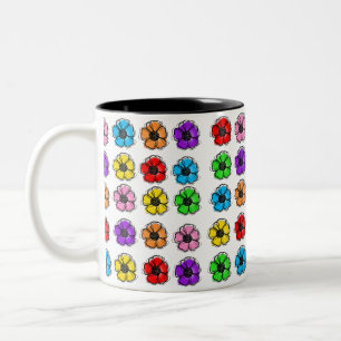 Blume Blumendoodle Linie Wasserfarben Abstrakt Zweifarbige Tasse