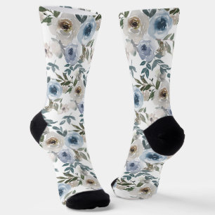 Blume Blumenflorfarben Muster Blaue Rose Socken