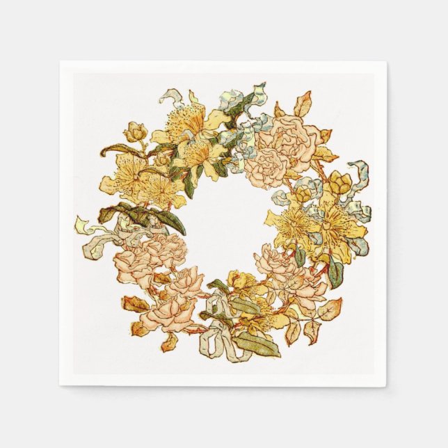 Blume Blumenkraut Rosa Blume Kunst Serviette (Vorderseite)