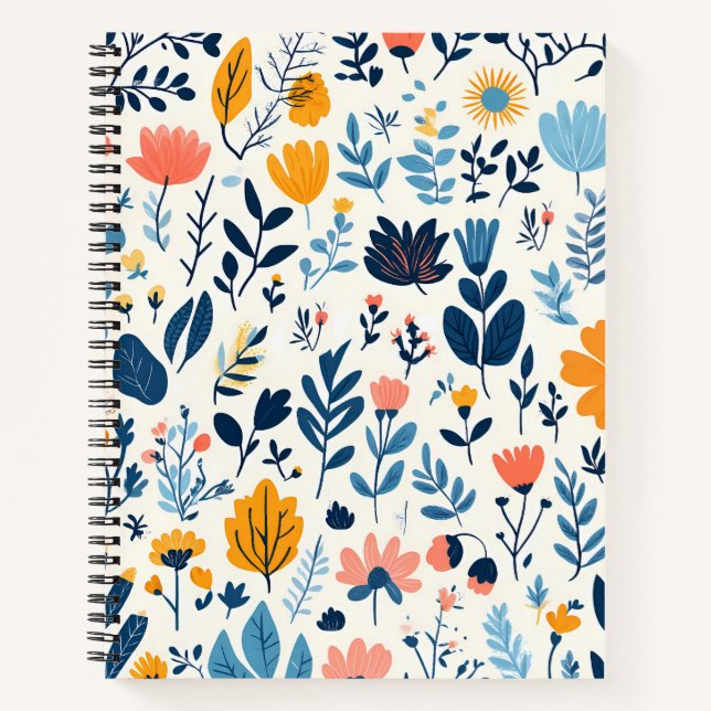 Blume Blumenmuster Notebook-Mockup Notizbuch (Vorderseite)