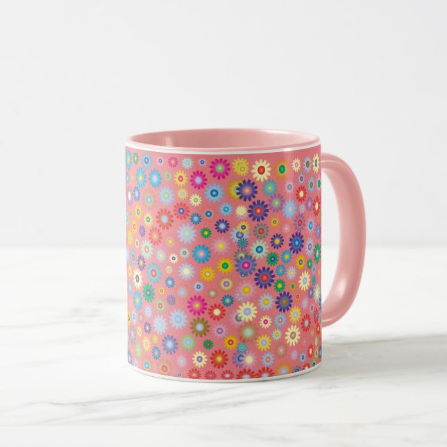 Blume Blumenmuster Rosa Natur Tasse (VorderseiteRechts)
