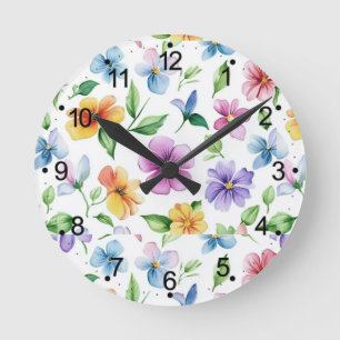 Blume Blumenmuster Sublimierung-95652 Runde Wanduhr